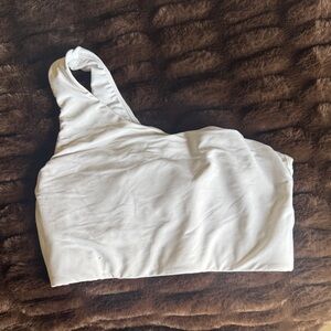 One shoulder white sports bra
